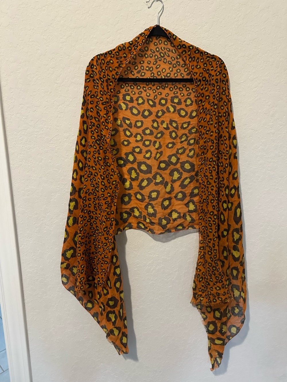 Leopard Print Sheer Wrap - Orange & Yellow